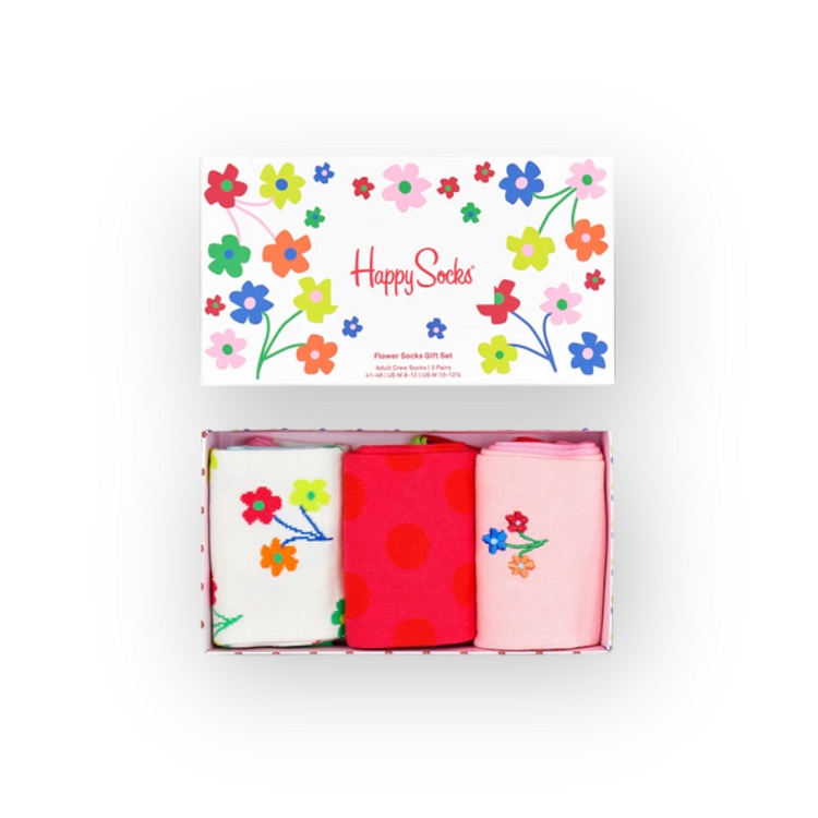 HAPPY SOCKS 3 PACK FLOWER SOCKS GIFT SET